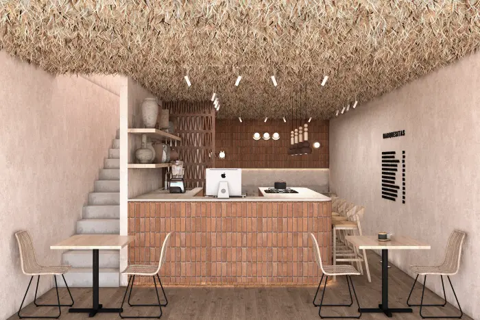 Marquesitas — cafetería con techo de paja y chukum