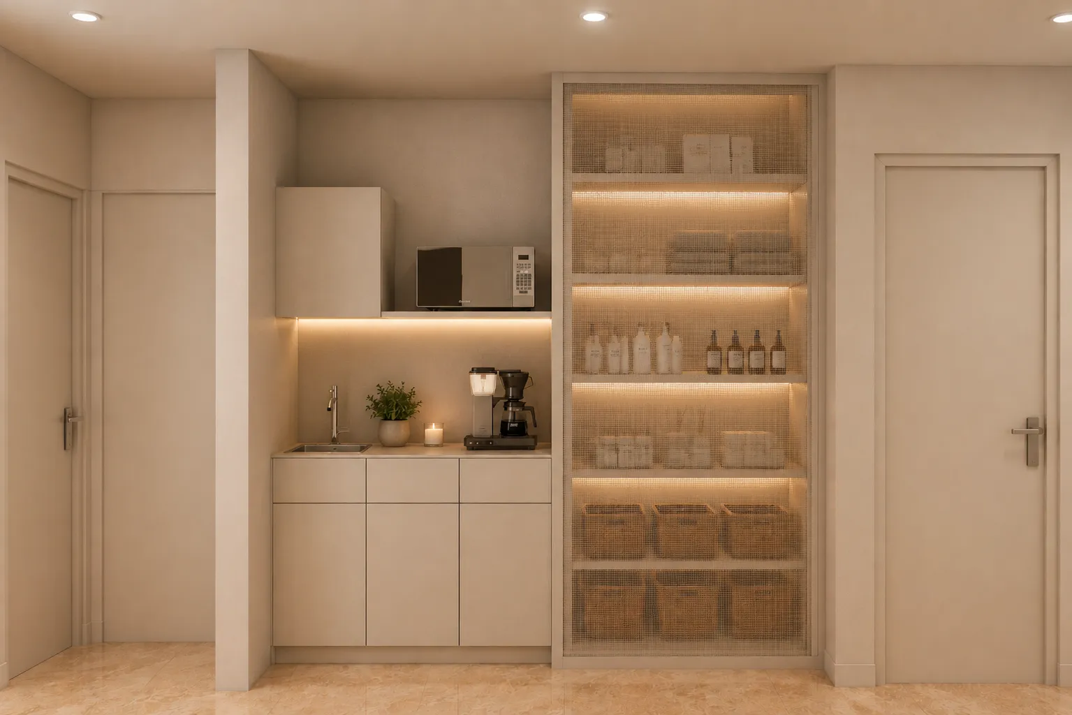 Área de guardado renovada en Salud & Care, Mérida